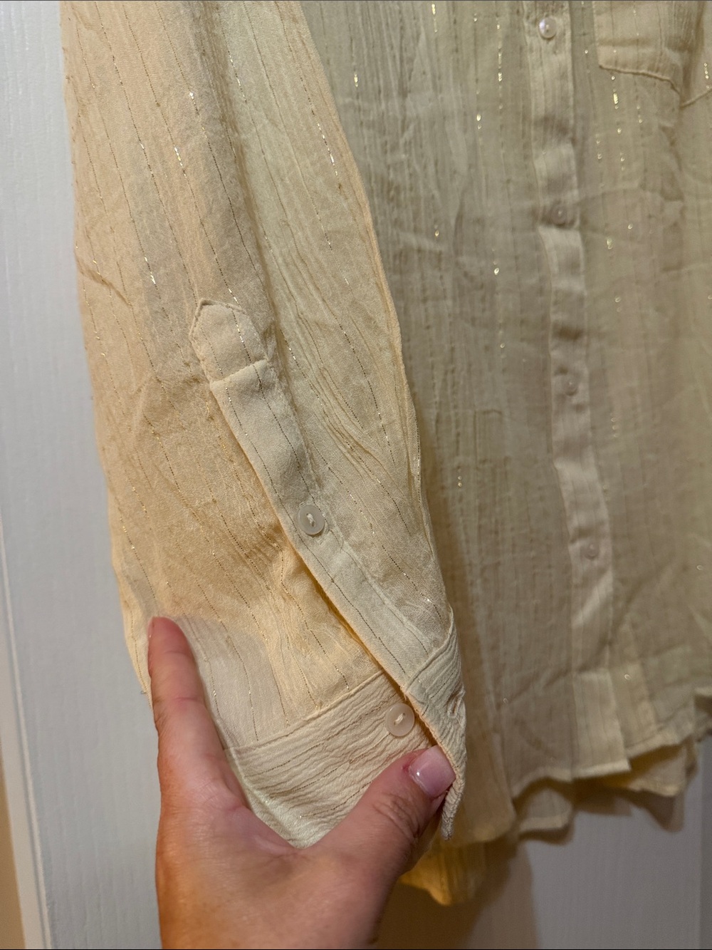 Carve Designs Cream Button-Down Long-Sleeve Shirt - Picture 8 of 10